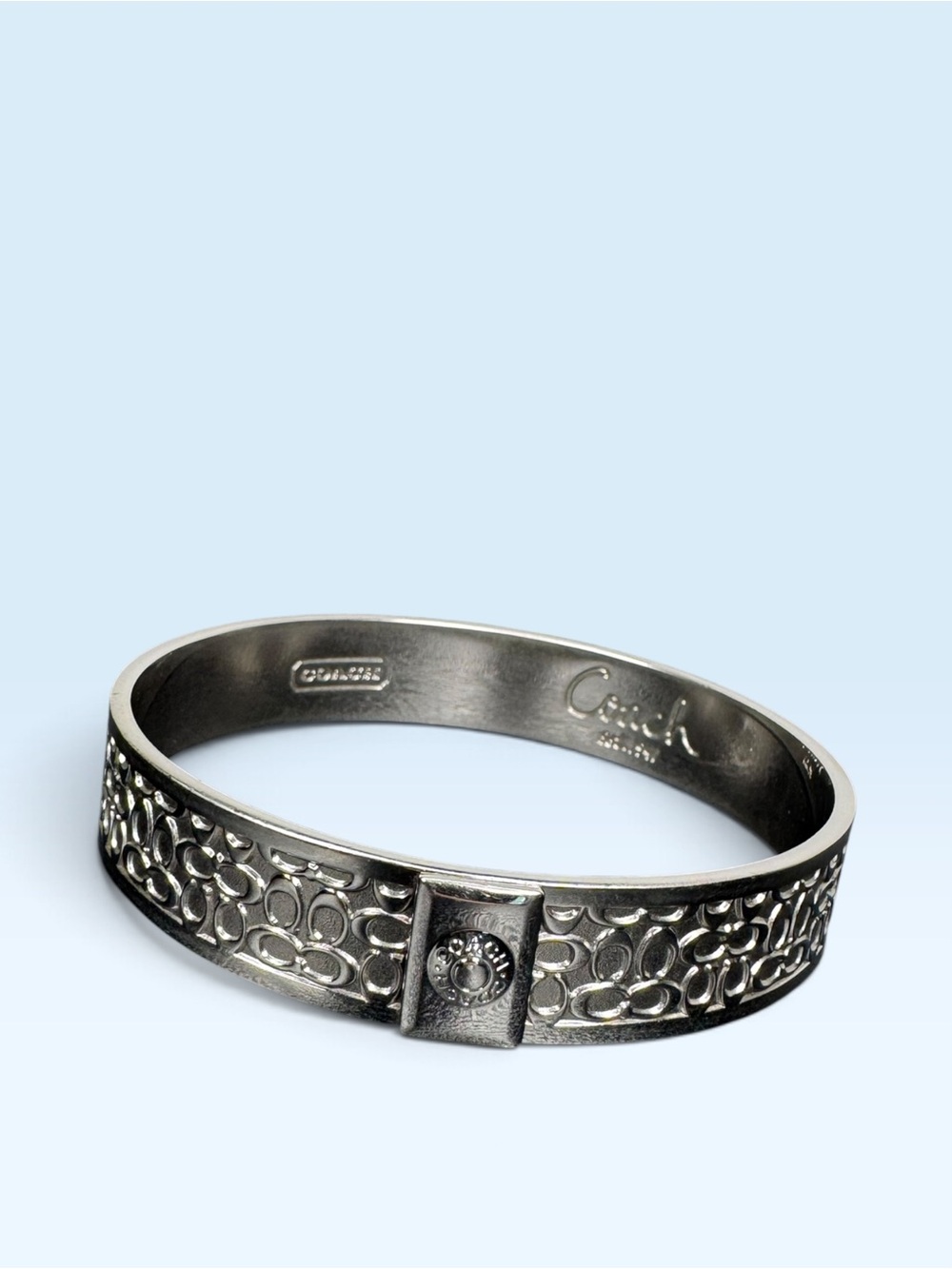 Coach Monogram Silver Tone Bangle